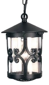 Elstead Lampă suspendată Hereford de exterior, înflorituri, Negru, Metal, Antichitate, Felinar