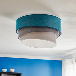 Duolla Plafonieră Pastell Trio 45cm turcoaz/gri/gri deschis, reglabil, Albastru, Camera de zi / sufragerie, Țesătură / Textil, Modern