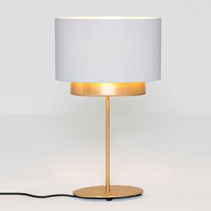 Lampă de masă Mattia, oval, dublă, alb/auriu