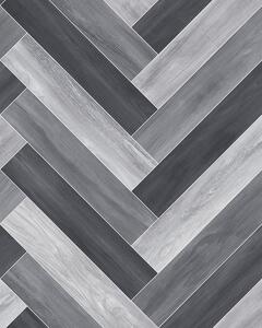 Linoleum Model Parchet Venice 990, Latime 200 cm, Negru Gri