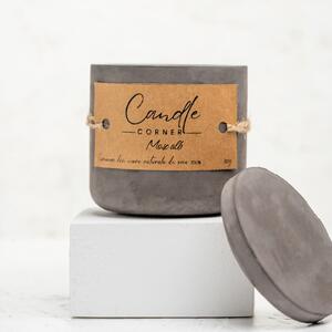 Lumanare parfumata handmade din ceara naturala de soia 100%, aroma Mosc alb, Recipient ceramic, 150 g