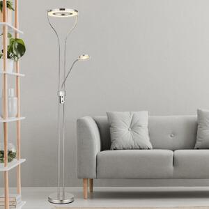 Lampă de podea cu LED Ebro, înălțime 194 cm, culoare nichel, 2 lumini