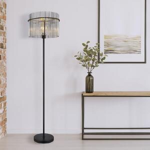 Lampă de podea Gorley, înălțime 152 cm, gri fum, sticlă/metal