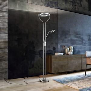 FISCHER & HONSEL Lampadar LED Davos, culoare nichel, înălțime 180 cm, 2 becuri, CCT, reglabil, Metalic, Camera de zi / sufragerie, Metal, Lumină de lectură