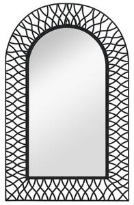 Oglindă de perete de grădină, negru, 50 x 80 cm, arcuită