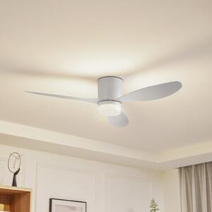 Ventilator de tavan Lucande LED Kayu, alb, DC, silențios, Ø 132 cm