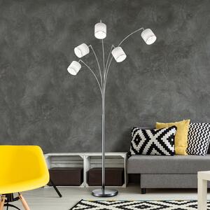 Lampă de podea Tommy, nichel/alb, înălțime 200 cm, 5 lumini, material