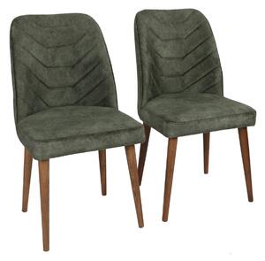 Set 2 scaune Dafne (Nuc + Verde închis). 1073152