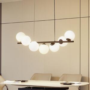 Suspensie Lucande Isandro, negru / opal, 7 lumini