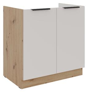 Dulap bucătărie sub chiuvetă Sayla 80 ZL 2F BB (cashmir + stejar artisan). 1121405