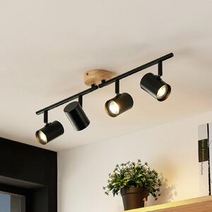 Lindby plafonieră Xiomara, 4 becuri, 68 cm lungime, lemn