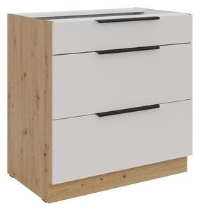 Dulap inferior de bucătărie Sayla 80 D 3S BB (cashmir + Stejar artisan). 1121408
