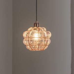 Safderun 401-S lampă suspendată, sticlă/fier cupru Ø 23 cm