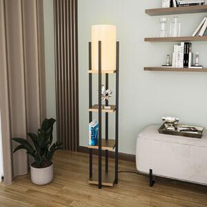 Lampadar 8115, negru / auriu / alb, metal / pânză, înălțime 130cm
