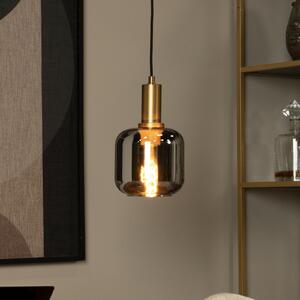 Lucide Lampă suspendată Joanet, Ø 16 cm, 1 bec, sticlă, negru, reglabil, Gri, Camera de zi / sufragerie, Sticlă