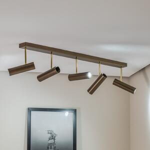 Luminex Plafonieră Axion, 5 lumini, culoare titan, alungită, oțel, reglabil, Auriu / Alamă, Camera de zi / sufragerie, Metal, Modern