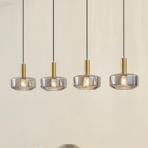 Lampă suspendată Lindby Hildur, 4 becuri, 118 cm, gri fumuriu, sticlă