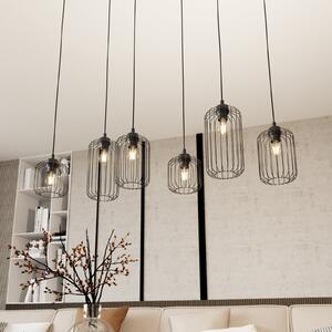 Lampă suspendată Vander, 6 becuri, 115 cm, negru, metal, E27