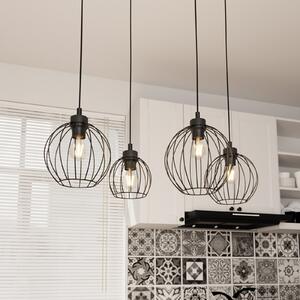 Lampă suspendată Nando, 4 becuri, 70 cm, negru, metal, E27
