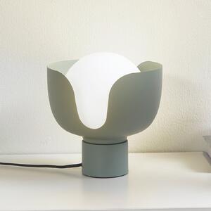 Lampă de masă Lindby Fiora, verde, sticlă, metal, Ø 20 cm