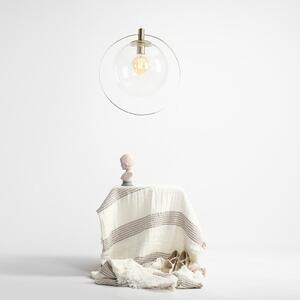 Lampă suspendată Aura, aur, metal, sticlă, transparentă, E27