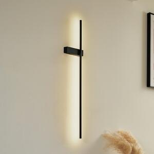 Lindby Aplică de perete LED Natsumi, negru, aluminiu, 90 cm, Negru, Camera de zi / sufragerie, Aluminiu, Modern