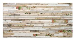 Panou decorativ, PVC, model piatra 3D, flori roz, 96x48.5 cm