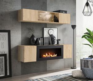 Mobilier living Ferryhill HJ FY N3 (Stejar jackson hickory) (cu iluminat) (cu bioșemineu). 1124181