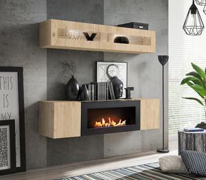 Mobilier living Ferryhill HJ FY N2 (Stejar jackson hickory) (cu iluminat) (cu bioșemineu). 1124180