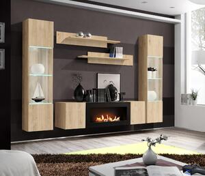 Mobilier living Ferryhill HJ FY M3 (Stejar jackson hickory) (cu iluminat) (cu bioșemineu). 1124178
