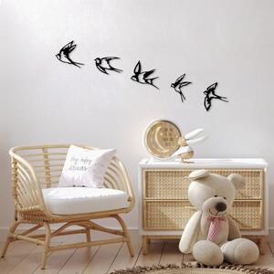 Set 5 piese accesorii decorative de perete Swallows - 303, negru, meta