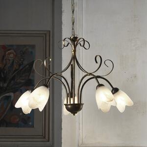 Lampă suspendată Odino, 5 becuri, bronz, metal, sticlă