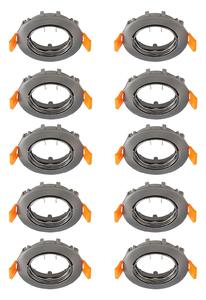 Prios plafonieră LED încastrată Fibur, gri închis, Ø8cm, set de 10