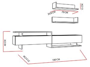 Set mobilier living Ayaz, alb/sonoma, PAL melaminat 100%, 180x40x38 cm