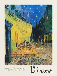 Artă imprimată Cafeneaua Terasă pe Timp de Noapte, (30 x 40 cm)