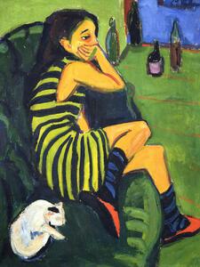 Reproducere Artiste Marcella (Portrait of a Girl & A Cat) - Ernst Ludwig Kirchner, (30 x 40 cm)