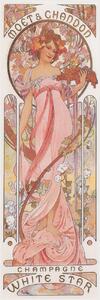Artă imprimată Moët & Chandon White Star Champagne (Beautiful Art Nouveau Lady, Advertisement) - Alfons / Alphonse Mucha, (20 x 60 cm)