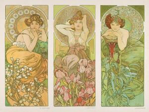 Reproducere Topaz, Amethyst & Emerald (Three Beautiful Art Nouveau Ladies) - Alphonse / Alfons Mucha, (40 x 30 cm)
