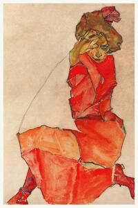 Artă imprimată The Lady in Red (Female Portrait) - Egon Schiele, (26.7 x 40 cm)