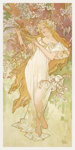 Artă imprimată The Seasons: Spring (Art Nouveau Portrait) - Alphonse Mucha, (20 x 40 cm)