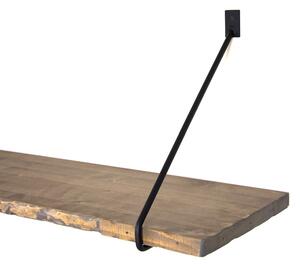 Raft WR038, maro/negru, lemn de molid/metal, 60x20x14 cm