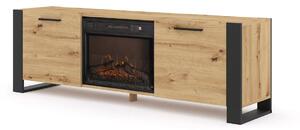 Masă TV cu șemineu Nulakka (Stejar artisan + Negru). Promo -22%. 1124968
