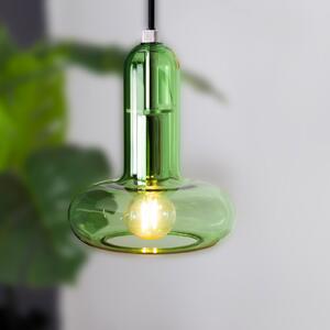 Lampă suspendată Perseus, verde, Ø 15 cm, sticlă, reglabilă