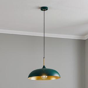 Lampă pendul Lincoln, verde/auriu
