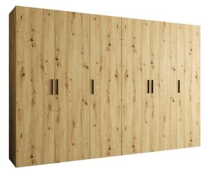 Dulap de haine 300 cm Borry 1 (Stejar artisan + Negru). 1125789