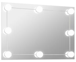 Oglindă de perete cu lumini LED, sticlă, dreptunghiulară