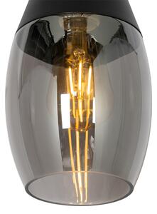 Lampa suspendata moderna neagra cu sticla fumurie - Drop