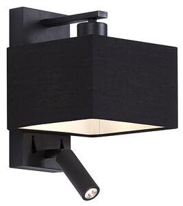 Aplică modernă pătrat negru cu lampă de citit - Puglia