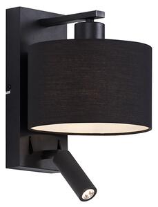 Aplică modernă neagră rotundă cu lampă de citit - Puglia