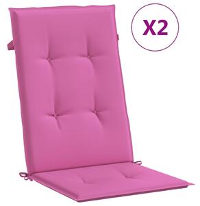 Perne scaun cu spătar înalt, 2 buc., roz, 120x50x3 cm, textil